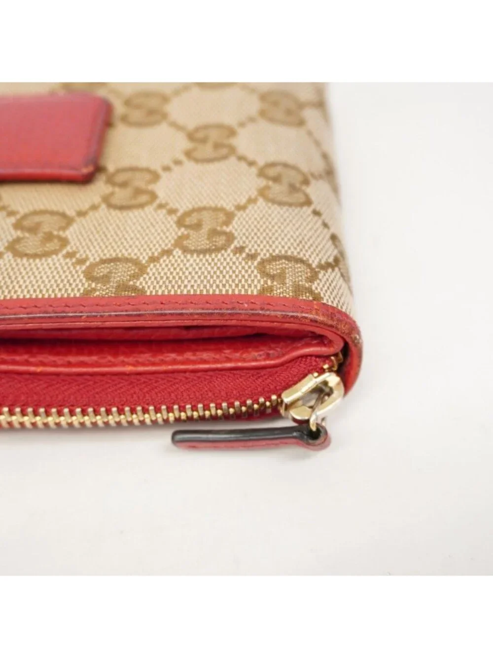 ★SOLD★ Gucci Wallet GG Canvas Beige Red Gold - Picture 7 of 10